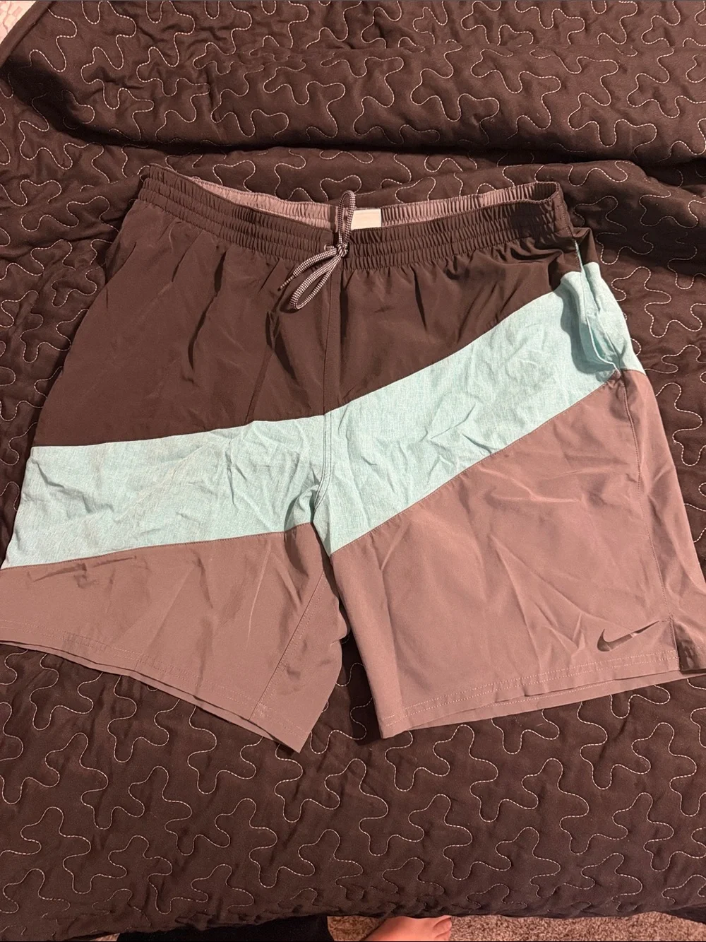 Nike black, teal and gray Colorblock Athletic Shorts